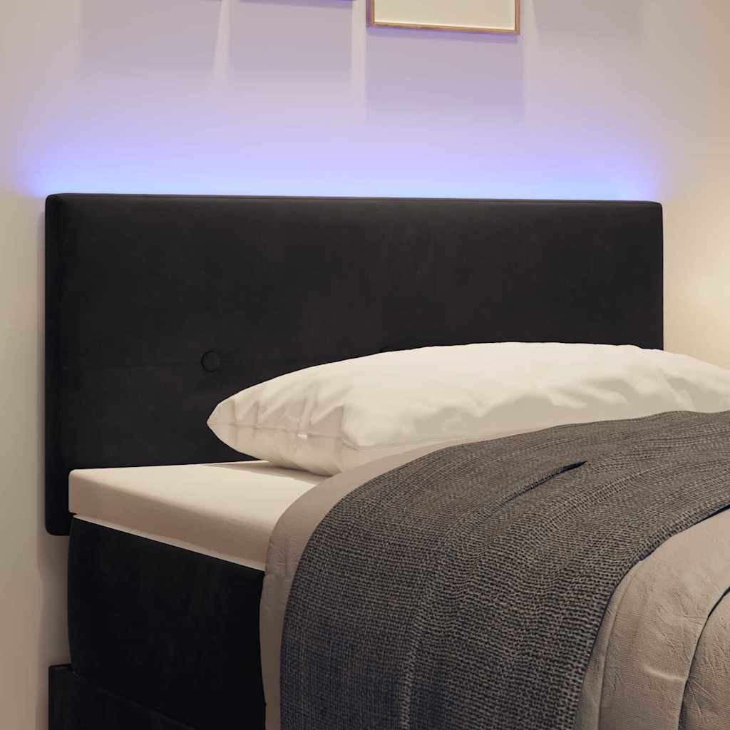 Headboard with LED Strip Lights Adjustable Black 90 cm Velvet